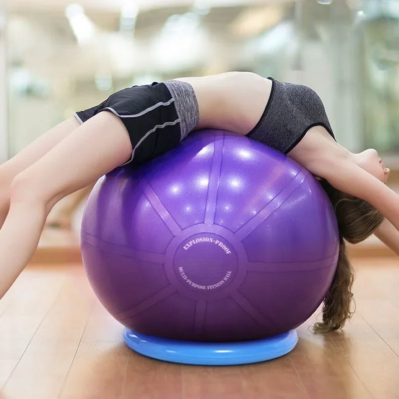 Yoga Fitness Class - ลูกบอลโยคะ T-class ฟิตเนสแบบหนาป้องกันการระเบิดสําหรับหญิงตั้งครรภ์ ยิมนาสติกสวิสพร้อมฐาน