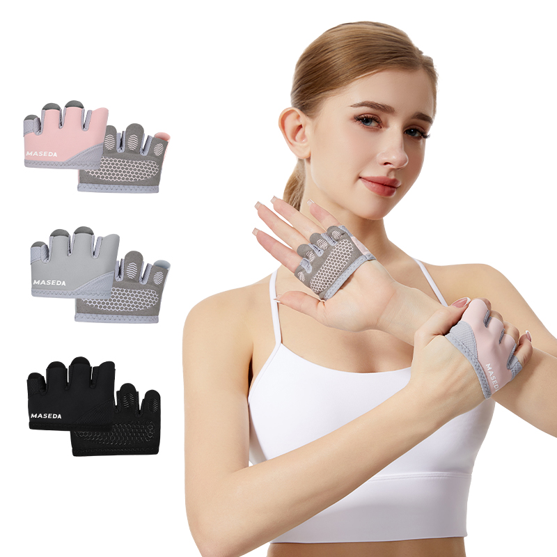 Yoga Fitness & Nutrition Llp - ถุงมือฟิตเนสแบบไร้นิ้วคู่หนึ่ง: ถุงมือกีฬาป้องกันการเกิดแผลพุพองสำหรับพิลาทิสและโยคะแบบอากาศ—กันลื่นและระบายอากาศได้ดี