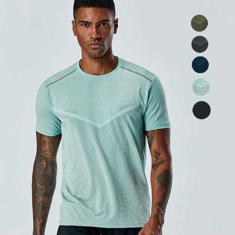 Yoga Fitness Gear - ชุดวิ่งแห้งเร็วสำหรับผู้ชาย เสื้อยืดกีฬาแขนสั้น เสื้อกอล์ฟ เสื้อผ้าสำหรับออกกำลังกาย โยคะ สวมใส่สบาย