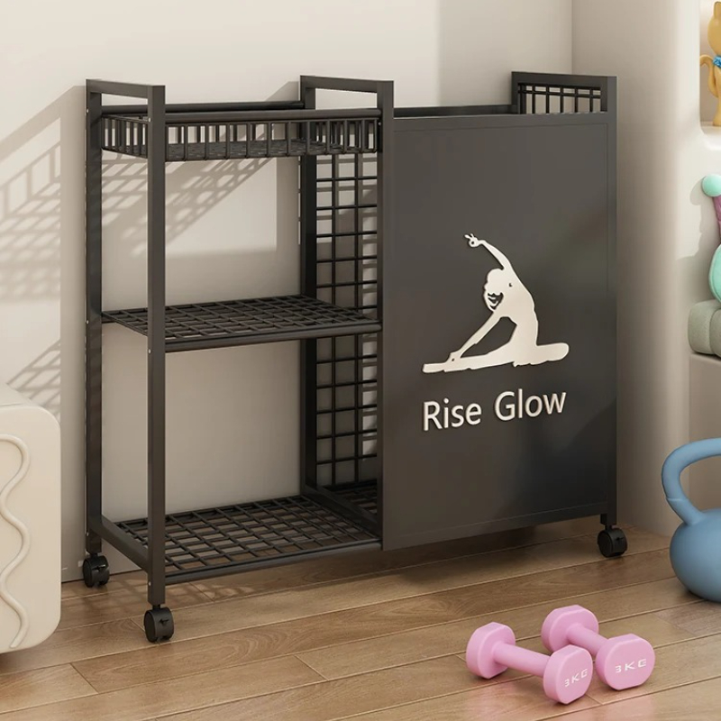 Yoga Fitness Gear - รถเข็นฟิตเนสเคลื่อนที่มีล้อ - ตู้เก็บอุปกรณ์อเนกประสงค์สำหรับยิมที่บ้าน สตูดิโอโยคะ และโรงรถ ชั้นวางอุปกรณ์แบบแข็งแรงทนทาน