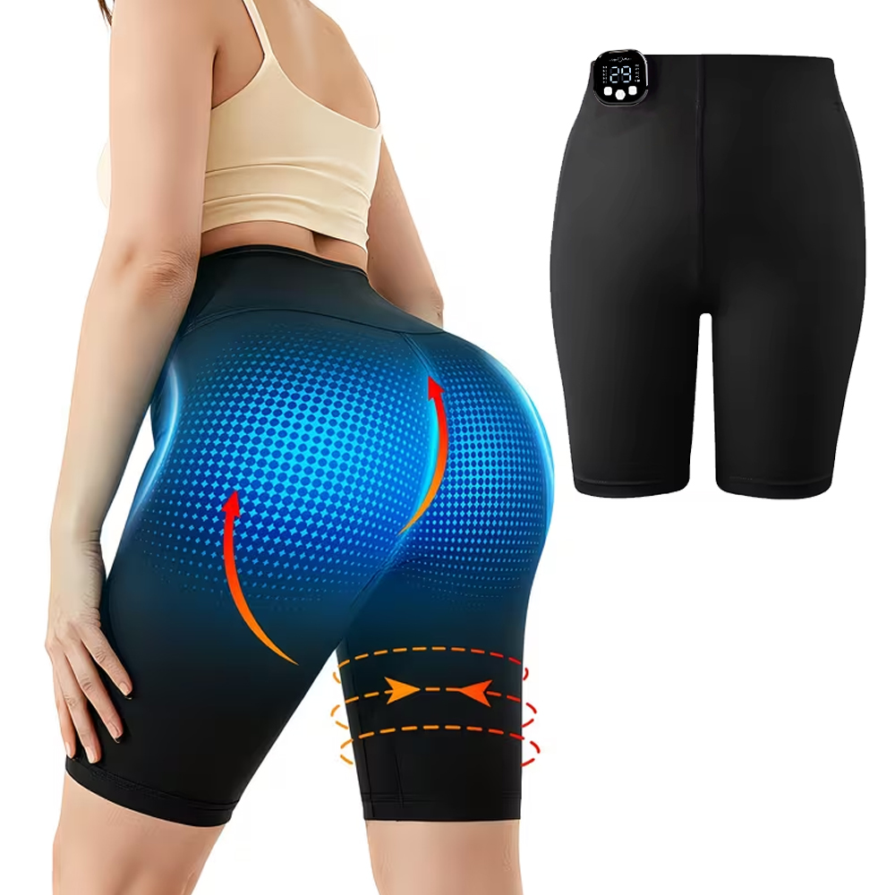 Yoga Fitness Power Yoga - กางเกงขาสั้นกระชับสัดส่วน EMS - กางเกงโยคะกระตุ้นกล้ามเนื้อด้วยไฟฟ้า สำหรับบริหารหน้าท้อง สะโพก