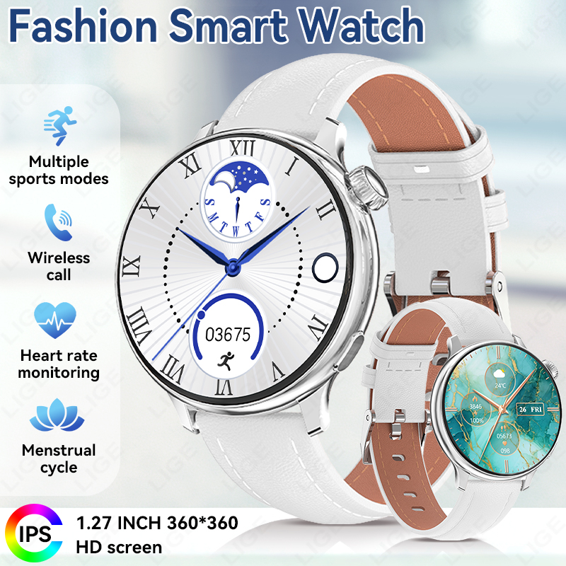 Yoga Fitness Watch - LIGE นาฬิกาสมาร์ทวอทช์สำหรับผู้หญิง โทรแบบไร้สาย วัดอัตราการเต้นของหัวใจ ตรวจจับการนอนหลับ โหมดกีฬาหลายประเภทสำหรับวิ่ง