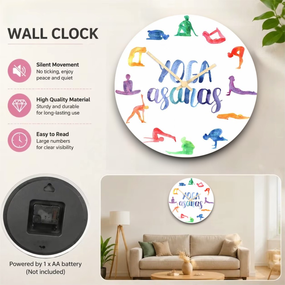 นาฬิกาแขวนผนังลายโยคะสีน้ำ ท่า - Yoga Fitness Watch บทวิจารณ์และราคา